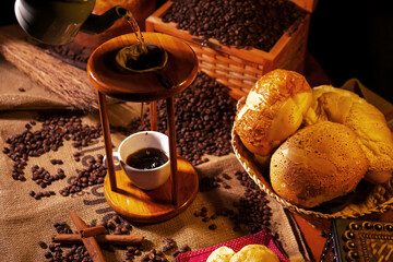 Buying rustic coffee in fabric cuador