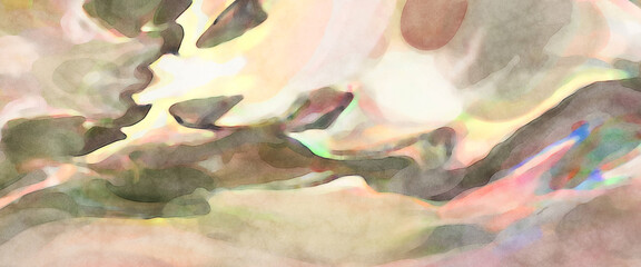 2d illustration. Artistic background image. Abstract painting on canvas. Contemporary art. Hand made painting. Colorful texture. Modern artwork. Painting with brushstrokes of watercolor on surface.