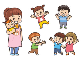 笑顔の保育士と園児　保育園　幼稚園