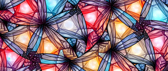 Colorful glowing stained glass abstract background