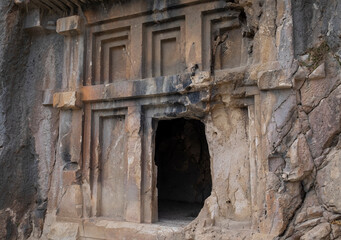 Fototapeta na wymiar Ancient lycian Myra tombs in Turkey, Demre