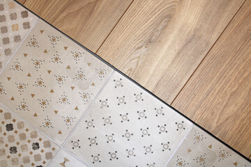 Carreaux ciment et plancher bois, décoration intérieure maison