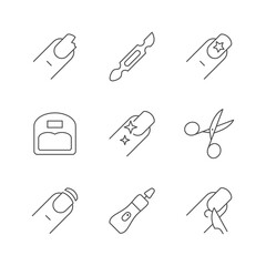 Set line icons of nails