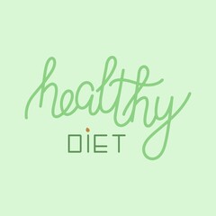 Healthy diet banner with hand drawn lettering. 