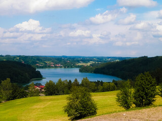 Beautiful view of Ostrzyckie Lake in Wiezyca Region, Poland