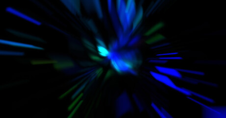Light particle trails. Light explosion star with glowing particles and lines. Beautiful moving abstract rays background.