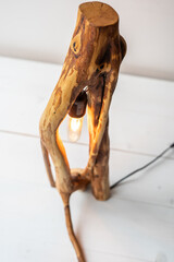 zero waste eco wooden driftwood root table lamp with edison light bulb 