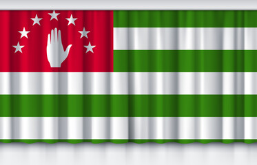 Flag of Abkhazia on silk curtain, stage performance event ceremony show illustration