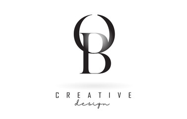 OB o b letter design logo logotype concept with serif font and elegant style vector illustration.