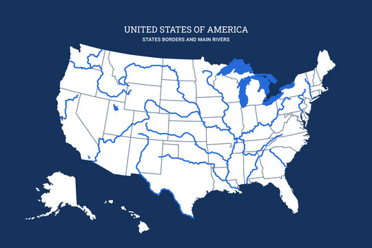 United States Of America Graphic Map River Lake