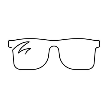 Continuous single drawn one line drawing of isolated vector object eye glasses. Sunglasses and summer, spring
