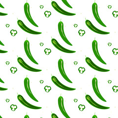 Chili pepper vector template. On white background. Green.