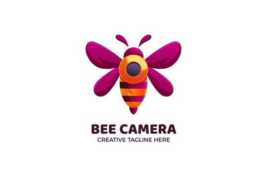 Bee Camera Technology Gradient Logo Template