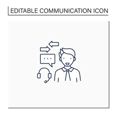Providing feedback line icon. Two-way communication process. Customer support. Call center.Effective communication concept. Isolated vector illustration.Editable stroke