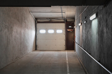 large empty garage space from the inside