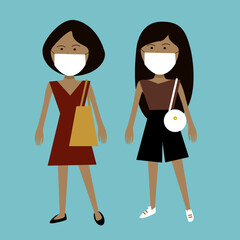 The woman wearing mask.