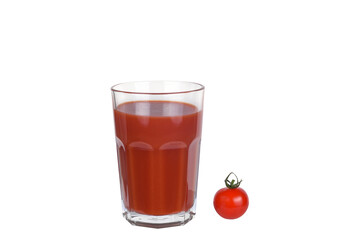 A glass of tomato juice on a white background. Isolated.