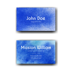 Abstract blue watercolor business card template