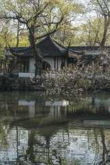 Architecture, buildings and landscapes of Suzhou Humble Administrator's Garden, the most famous Chinese classic garden in Suzhou, China