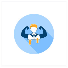 Self confidence flat icon.Individual trust in abilities,capacities,and judgments. Strong personality.Perfect interlocutor. Effective communication concept. Vector illustration