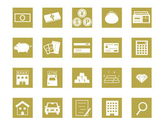 お金　金融　ファイナンス　アイコンセット　イラスト素材