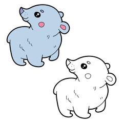 Obraz na płótnie Canvas Vector illustration coloring page with cartoon polar bear for children, coloring and scrap book, printable