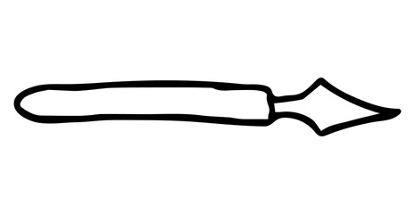 Basic nail tools, double ended cuticle pusher, hand drawn doodle. Manicure tools. Hand-drawn doodles. Hand and nail care. Vector illustration isolated on white background.