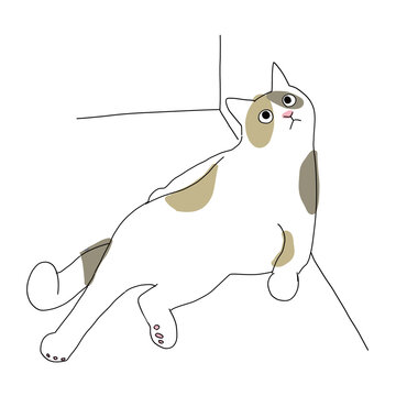 壁にもたれかかる猫のベクターイラスト Stock Vector Adobe Stock