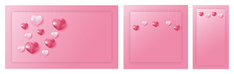 Vector symbols of love for Happy Women's Day, Mother's Day, Valentine's Day, birthday greeting card with space for text.