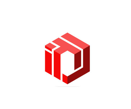 cube letter i t c icon logo design