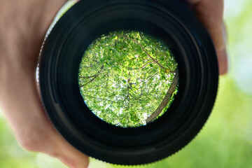 Lens aperture. Mount part of a lens for a DSLR camera