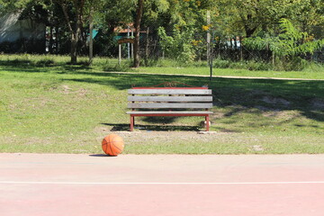 bench in the park basketball

