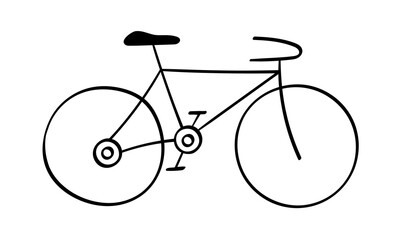 Bicycle in simple hand drawn style isolated on white background. Vector illustration.