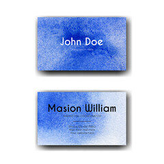 Blue watercolor abstract corporate business card template