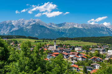 Fototapeta na wymiar The village of Natters in Natters in the Innsbruck-Land in the Austrian state of Tyrol located 3.5 km south of Innsbruck.
