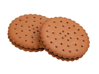Brown sandwich cookies isolated on the white background