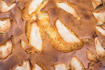 charlotte with apples, background, texture.Abstract background
