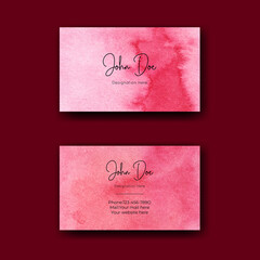 Red watercolor abstract corporate business card template