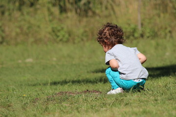 child sitting on the grass
