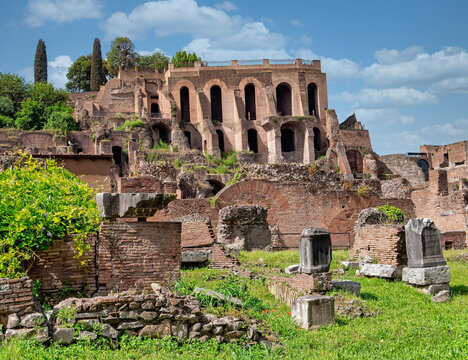 Rome Italy, Domus Tiberiana ruins in the Roman Forum