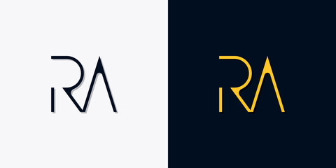 Minimalist abstract initial letters RA logo. - obrazy, fototapety, plakaty