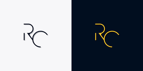 Minimalist abstract initial letters RC logo.
