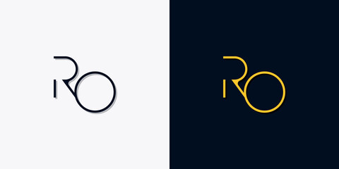 Minimalist abstract initial letters RO logo. - obrazy, fototapety, plakaty