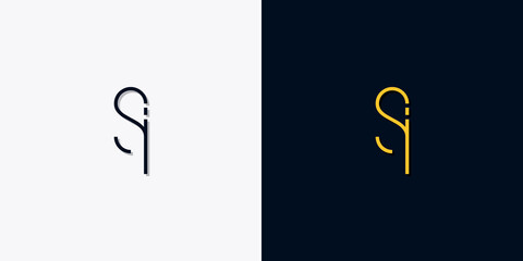 Minimalist abstract initial letters SI logo. - obrazy, fototapety, plakaty