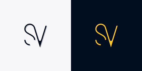Minimalist abstract initial letters SV logo.