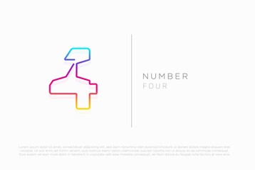Number 4 logo icon design, vector template
