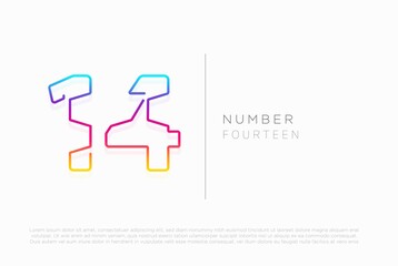 Number 14 logo icon design, vector template