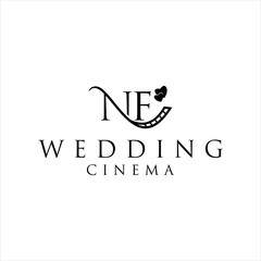 creative letter NF logo design for wedding cinema vector illustration