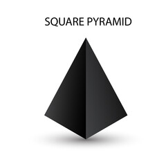 Vector black square pyramid with gradients and shadow for game, icon, package design, logo, mobile, ui, web, education. 3d pyramid on a white background. Geometric figures for your design.