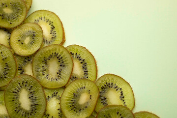 Close up kiwi slices texture as background Close-up